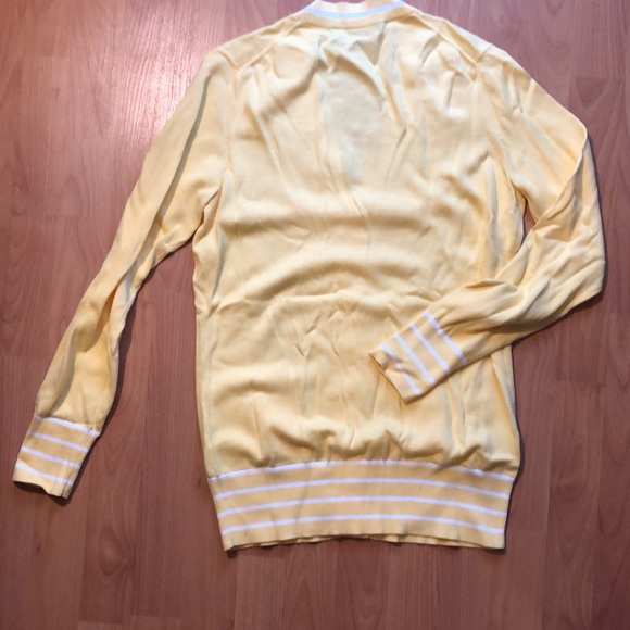 Cotton Brooks Brothers sunshine yellow and white button up cardigan - Picture 5 of 9